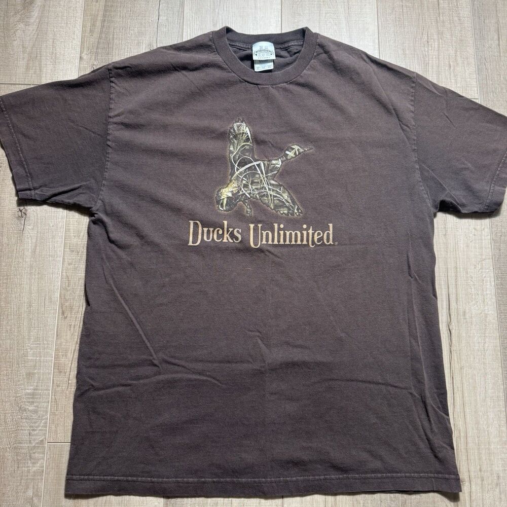 VTG Ducks Unlimited Men’s XL Brown Duck Hunting Y2K 90s Graphic Outdoors T-Shirt